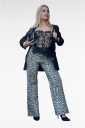 jeans elasticizzato wide leg leopard